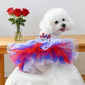 Vêtements pour animaux de compagnie, chiens et chats, jupe en tulle américaine, robe brodée pour les célébrations du 4 juillet - Product Image 2