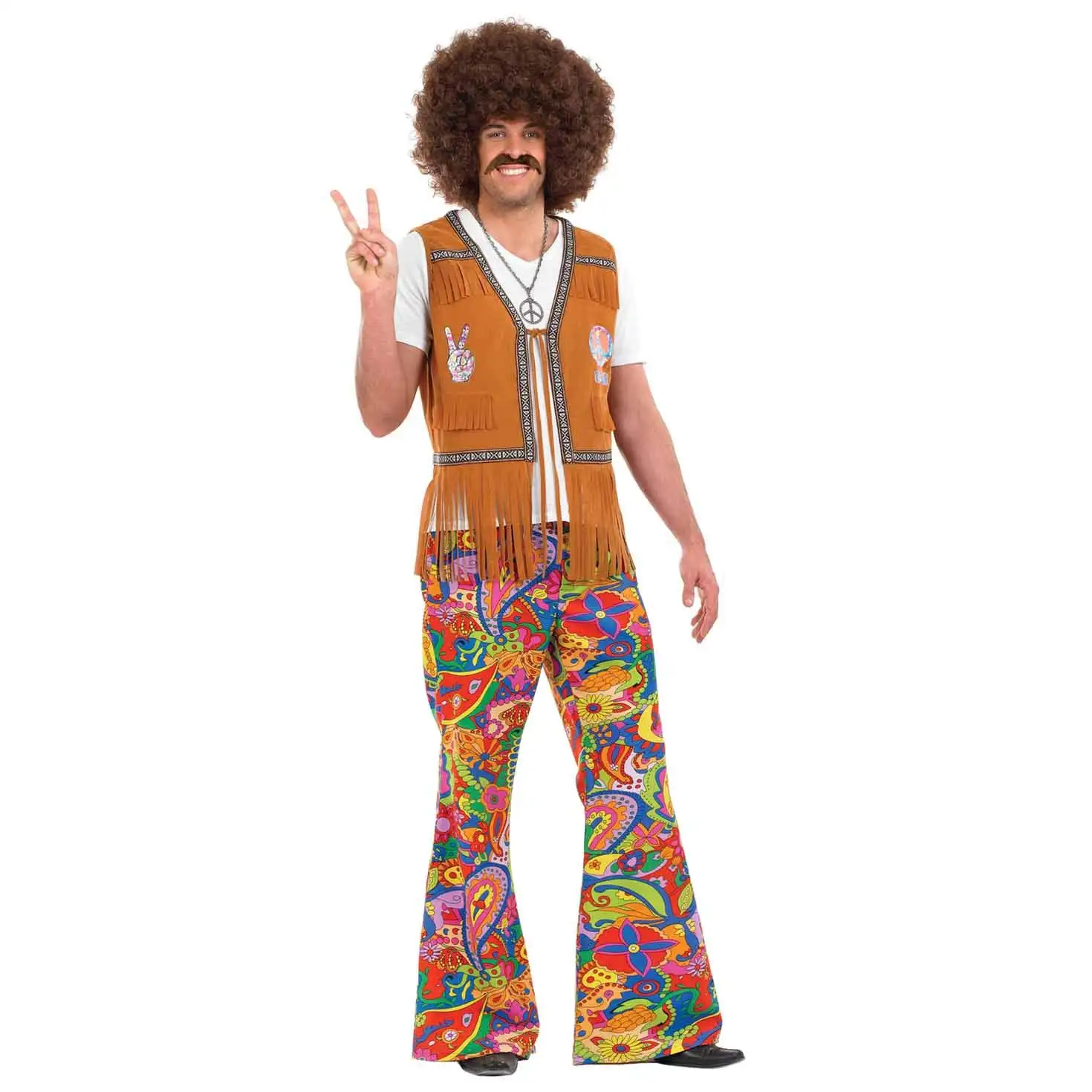 Mens Bell Bottom Costume Pants 60s Mens Hippie Flare Pants