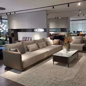 PurelyFeel Tofu bulk layer cowhide leather sofa row square modern simple Italian minimalist living room sofa