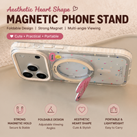 Support de téléphone magnétique esthétique en forme de cœur, pliable, en métal, avec logo personnalisé pour iPhone et téléphone Android, vente en gros