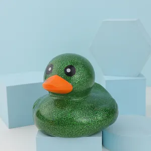 Wholesale Popular Cute Animal Baby Bath Swimming Floating Shower Toys 6inch Large Glitter Rubber Duck With Custom Logo