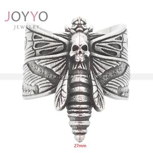 2023โกธิคนิ้วสัตว์ผีเสื้อแหวนหัวตายกะโหลกมอดแหวนสำหรับผู้ชาย - Product Image 5