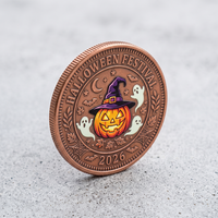 Pièce commémorative d'Halloween en cuivre massif antique, imprimée en UV en relief 3D, personnalisée directement en usine, pour cadeau souvenir de festival