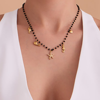 Collar con Colgante de Estrella de Mar Vintage Europeo Americano, Circonita, Chapado en Oro de 18K, Cadena de Clavícula de Acero Inoxidable para Mujer