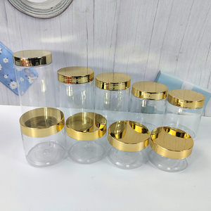 Nhựa Trong Suốt 100Ml-500Ml Jar Mạ Điện Vàng Bìa Kem Mỹ Phẩm Thức Ăn Vật Nuôi Kín Lưu Trữ Tank 250Ml 300Ml Có Sẵn - Product Image 2