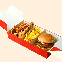 Caja Plegable Desechable con Logotipo Personalizable, de Doble Apertura, Tres Compartimentos, Gran Capacidad, Impresión a Color para Pollo Frito