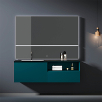 Meuble-lavabo en ardoise avec tiroirs muraux pour salle de bain moderne haut de gamme avec évier et ensemble de miroirs LED
