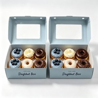 Caja de Embalaje para Donuts Desechable de Grado Alimenticio, Impresión Digital, Caja de Papel Ecológica para Donuts, Contenedor para Llevar para Tiendas