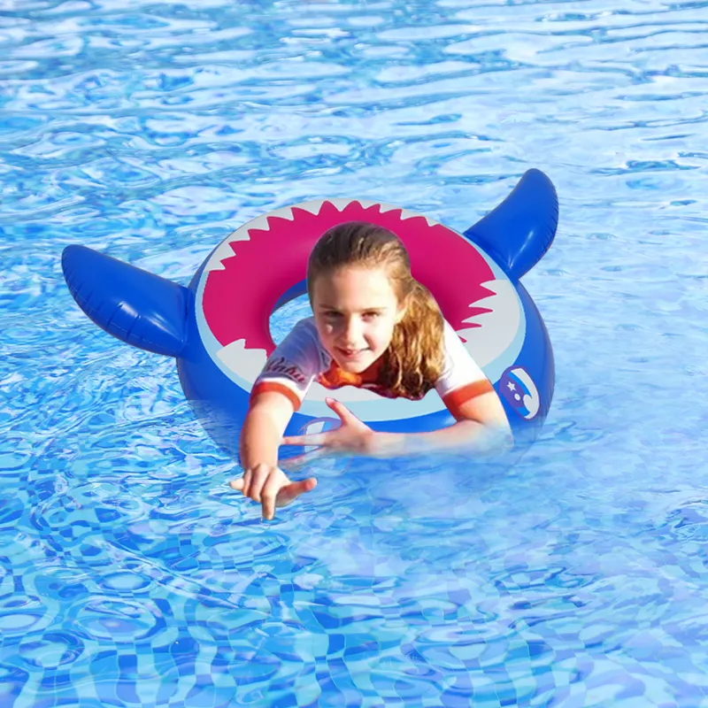 Wholesale Beach Swimming Party Water Toys Accessories Shark Inflatable Pool Float Swim Ring