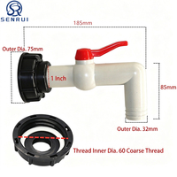 Robinet en plastique pour réservoir IBC, bec verseur à 90 degrés, poignée à levier rouge, base S60x6 pour conteneur d'eau ou de produits chimiques
