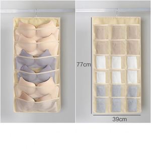 Sac de rangement suspendu double face en tissu pour sous-vêtements, organisateur de garde-robe pour la maison et les dortoirs étudiants, ensemble de sacs de rangement pour sous-vêtements - Product Image 1