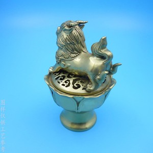 <b>Antique</b> Style Pure Copper Qilin Incense Burner Hand Made <b>Desktop</b> Ornament For Home Decor Gift - Product Image 2