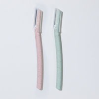 Tondeuse à sourcils avec manche en bambou, rasoir pour poils du visage, outils de beauté et de maquillage pour femmes avec couvercle de protection