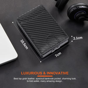 Portafoglio Intelligente Pop-up Automatico in Pelle e Fibra di Carbonio con Clip Metallica per Banconote Portatessere Sottile RFID in Metallo e Alluminio da Uomo - Product Image 4