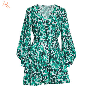 Minivestido de algodón orgánico de manga larga <span class=keywords><strong>con</strong></span> estampado Floral, ropa para mujer, Tie-Dye - Product Image 5