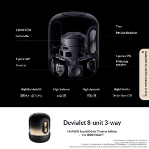 Altavoz Huawei Sound X Gold Edición Cine con Micrófono Integrado, Función de Llamadas NFC y Soporte para Aplicaciones, para Uso en Escritorio Doméstico - Product Image 3