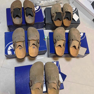 Mules plates d'extérieur tendance 2025, sabots Birkenstocks, sandales en cuir véritable et daim pour hommes et femmes, lit de pied en liège Hana, solide - Product Image 5