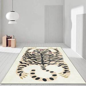 Tapis en velours cristal à rayures tigrées Wan Xinlong, rectangulaire, moderne, antidérapant, pour salon, canapé, LSOrange, LSPink, LSOff-White, LSGreen - Product Image 2