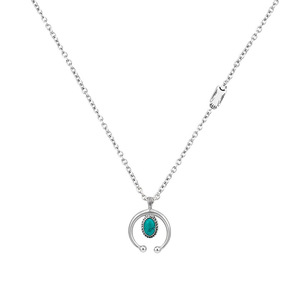 Geometric Turquoise Necklace <b>Titanium</b> Steel Circle Pendant Men's Ethnic Style Jewelry Fashion Beaded Necklaces - Product Image 5