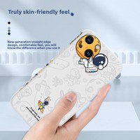 Coque de téléphone portable unisexe en silicone liquide ultra-fine antichoc avec motif graffiti astronaute de dessin animé pour iPhone 15