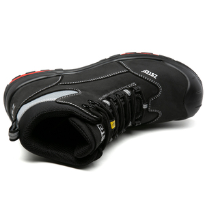 Scarpe Antinfortunistiche Nere Leggere Traspiranti Impermeabili in Pelle con Puntale in Fibra di Vetro per Uomo da Lavoro e Suola in Gomma - Product Image 5