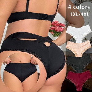 Culottes unies grande taille pour femmes SMOOTH, sexy, avec dentelle, respirantes, conviennent jusqu'à 140 kg pour les femmes courbées - Product Image 1