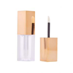 Flacons cosmétiques carrés en PETG avec bouchon doré et applicateur pinceau finition mate pour gloss à lèvres - Product Image 3
