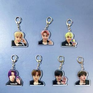 Vente flash Porte-clés coréen Star Key Chain Double face en acrylique Porte-clés Pardent <span class=keywords><strong>Butter</strong></span> <span class=keywords><strong>Jimin</strong></span> Suga Kpop Stars - Product Image 2