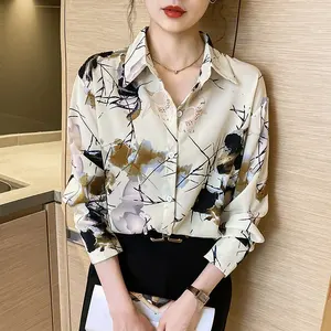 2024 оптовая продажа сотни продаж топы высокого качества Элегантная блузка шифоновая блузка с принтом