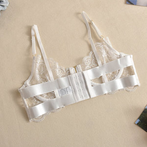 Ensemble de lingerie féminine de luxe en dentelle blanche 4 pièces, élégant, brodé, lingerie érotique, chaîne fantaisie, culotte transparente sexy, soutien-gorge - Product Image 5