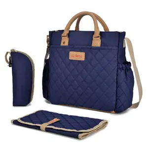 Sac à main bleu marine en Nylon pour bébé, fourre-tout de bonne qualité, sac à bandoulière avec coussin à langer, pour mamans, vente en gros,