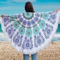 Sand Free Round Towels Microfiber Printed Beach Towel with Tassel