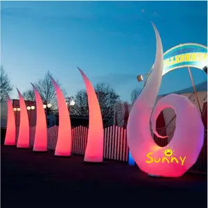 Tragbare Beleuchtung Dekoration aufblasbarer LED-Elfenbein-Eingangsbogen aufblasbarer beleuchteter Tosch für Werbedekoration Urlaub