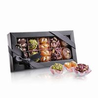 Boîte-cadeau en carton personnalisée pour dattes du Ramadan à Dubaï avec fenêtre transparente, conçue pour les collections de cadeaux de dattes