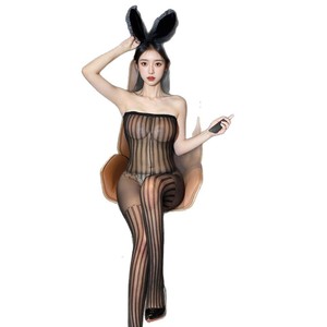 Lemon Story <b>Sexy</b> Mesh Bodysuit Striped Pantyhose Women Bodycon Lingerie See Through <b>Erotic</b> Wear Spring 2025 - Product Image 4