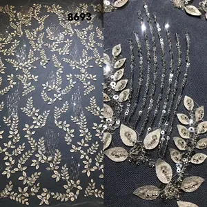 Phổ Biến 3D Hoa Pháp Ren Vải Đảng/Bridal Wedding Dress Ren/Phi Nigeria Màu Xanh Lá Cây Hạt Sequins Vải Ren