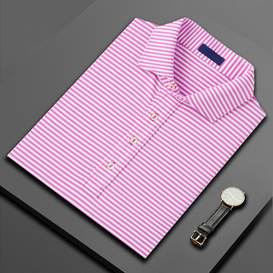 Logotipo personalizado de alta calidad con estampado allover a rayas 88% poliéster 12% spandex atlético que absorbe la humedad ropa de hombre Polo de golf - Product Image 6