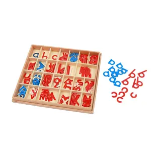 Juguetes educativos para guardería, materiales Montessori para enseñanza Montessori, alfabeto movible pequeño de madera