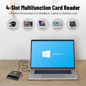 ZOWEETEK 스마트 칩 카드 리더 라이터 4 슬롯 지원 SD TF MMC ATM EMV CAC ID IC SIM SIS 신용 카드 리더 <span class=keywords><strong>USB</strong></span> 카드 리더 - Product Image 3