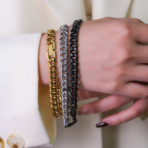 Bracciale a Catena Curb Cuban Link in Acciaio Inossidabile dal Design Minimalista alla Moda, Gioielli da <span class=keywords><strong>Uomo</strong></span> Unisex da Polso, Idee Regalo - Product Image 3