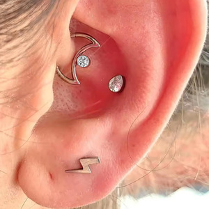 Titanium <b>Heart</b> Shape <b>Nose</b> <b>Ring</b> F136 Titanium Prong Set Crystal Cartilage Piercing Jewelry Daily Wear - Product Image 2