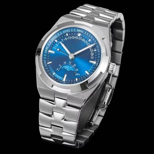 Montre Homme de Luxe de Qualité Supérieure, Phase de Lune Rétrograde, Date, Bracelet Métal Argenté, Cadran Bleu, Mécanique Automatique, Nouveauté 2026 - Product Image 2