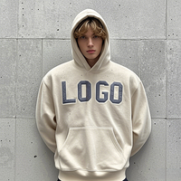 Sweat-shirt à capuche pour homme avec logo personnalisé, en molleton épais, sans cordon de serrage, 100% coton, coupe oversize, imprimé en relief 3D