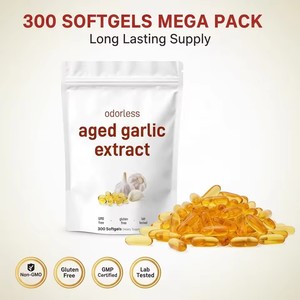 Odorless Aged Garlic Extract Natural Softgel Capsules 300 Count Heart Health Supplement Lower Blood Pressure <strong>Cholesterol</strong> Immune - Product Image 2