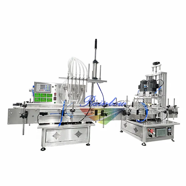 CE certification automatic glass bottle filling capping and labeling machine