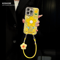 Coque de téléphone portable magnétique en TPU mat avec motif de dessin animé et cordon de suspension pour iPhone 13 Pro Max/14/15