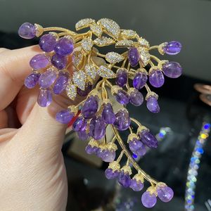 XILIANGFEIZIオリジナルデザイン高級外国貿易ホット販売天然クリスタル藤繊細なフラワーブローチ教師の日ギフト - Product Image 1