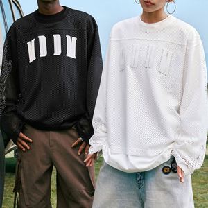 T-shirt en jersey à manches longues pour homme personnalisé, streetwear, tissu tricoté 220 grammes, motif de lettres brodées, 100% polyester - Product Image 3