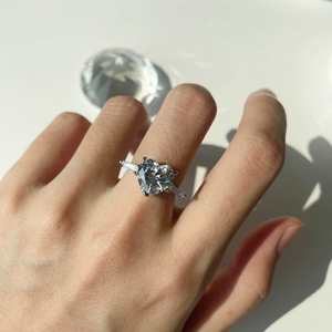 Kustom bentuk hati 925 perak murni cincin kubik zirkonia cincin janji Band pertunangan pernikahan cincin perhiasan wanita 18K emas - Product Image 2