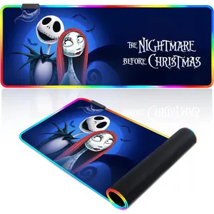 RGB sọ chuột Pad cơn ác mộng trước khi giáng sinh lớn chơi game Mousepad với 14 chế độ chiếu sáng Non-Slip bàn phím máy tính bàn mat - Product Image 1